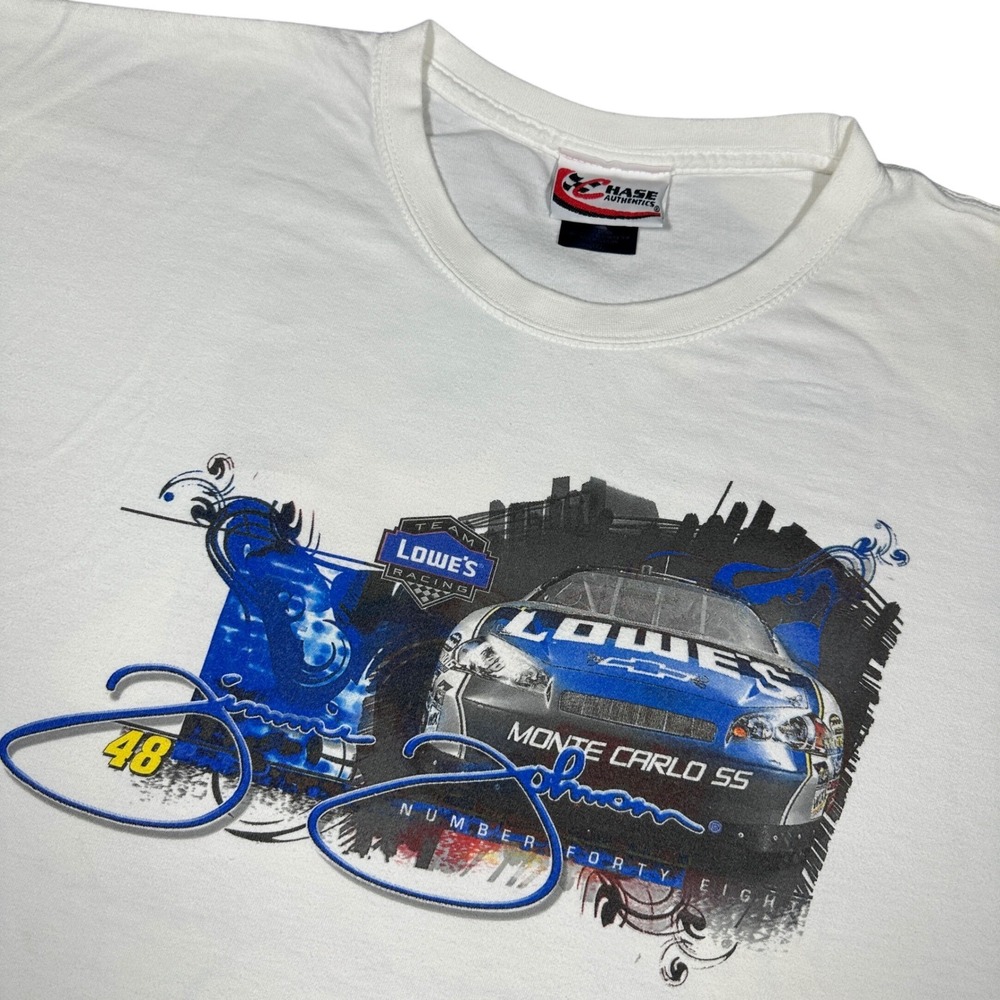 Chase Authentics Jimmie Johnson NASCAR T-Shirt 2XL White Lowe's Racing 48 2007